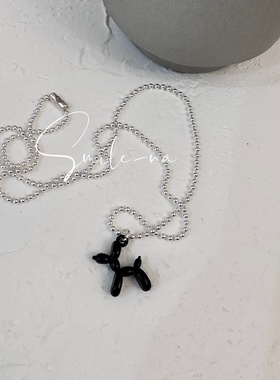 韩国925纯银吊坠项链气球狗