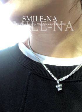 韩国进口纯银做旧不规则盒子链