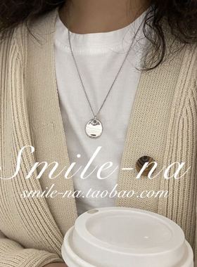 韩国进口925纯银刻字项链吊坠