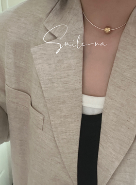 韩国进口925纯银拉丝质感圆球银球时尚百搭项链锁骨链颈链女