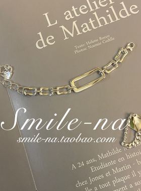 韩国进口纯银几何造型时尚风手链