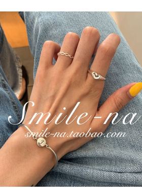 纯银小爱心凹面设计师款戒指