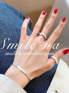 韩国进口925纯银麻花缠绕戒指