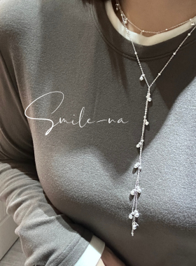 韩国进口925纯银小灯泡珠串葡萄串珠项链女时尚百搭长款双层项链