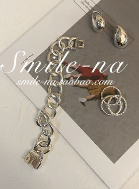 韩国进口设计师款925宽面环扣