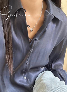 韩国进口925纯银圆球葡萄银珠吊坠时尚百搭蛇骨链条项链锁骨链女