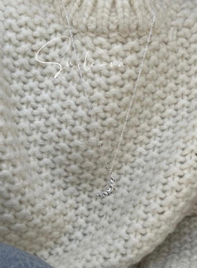 韩国进口小众设计款925纯银可抽拉式牛角包甜甜圈可爱项链毛衣链