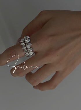 立体桃心指环设计师款925纯银