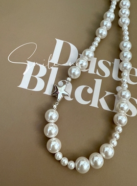 韩国进口小众设计师S925纯银海星造型贝珠拼接时尚百搭锁骨链项链