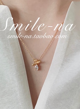 韩国进口925水钻吊坠锁骨链