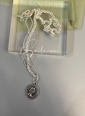 女王头像拼接吊坠项链小众重工