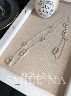 韩国进口纯银猪鼻子长串毛衣链