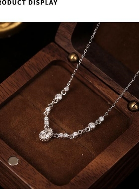 《雨落》莫桑石系列·细闪复古高级感百搭日常水滴纯银锁骨项链女