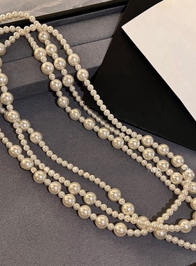 赫风长款叠戴珍珠项链女毛衣链气质高级感轻奢小众2024新款爆款