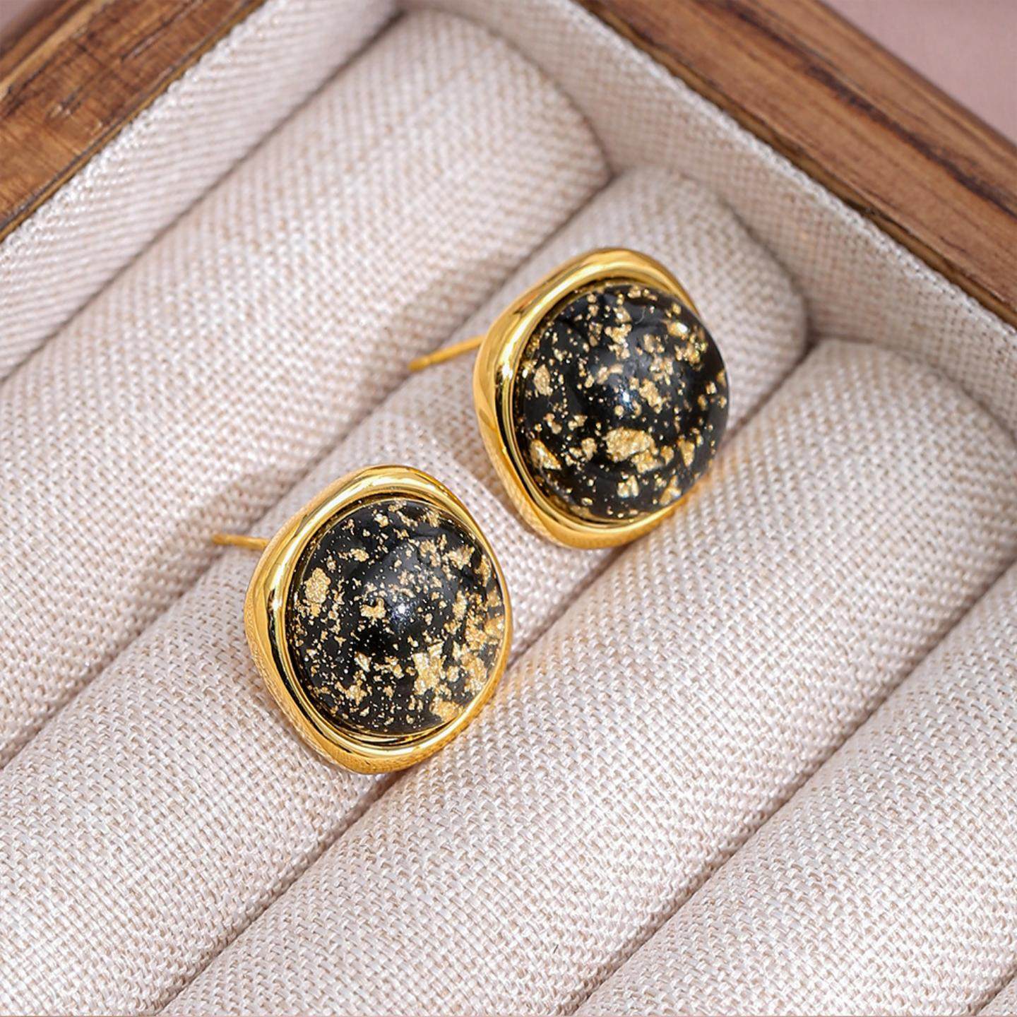 2026新款高级感金箔黑色耳钉银耳环925银针小众气质时尚炫酷耳饰,淘宝优惠券,粉丝福利购,淘宝优惠卷