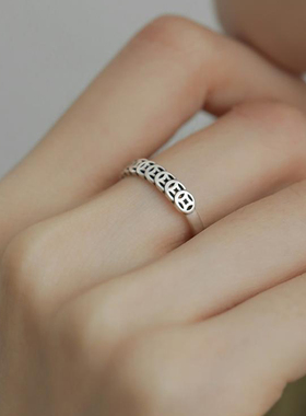 925纯银戒指复古开口铜钱个性时尚开口尾戒小众设计2024新款爆款