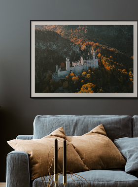 秋日城堡客厅卧室墙壁沙发过道床头办公室风景装饰画挂画油画壁画
