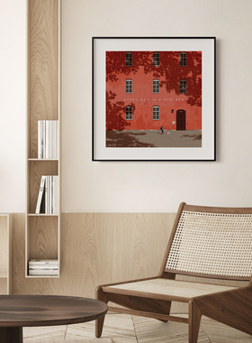 赫特尔插画客厅卧室沙发酒店宾馆现代简约装饰画挂画艺术油画壁画