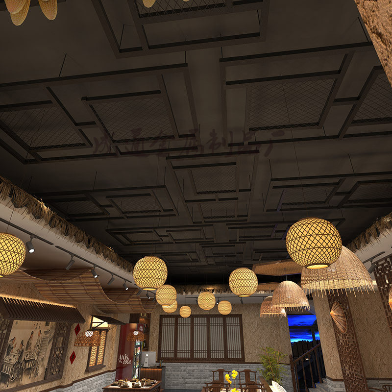 铁艺吊顶网格工业风墙面装饰铁网格隔断天花菱形架板顶框顶面镂空,淘宝优惠券,粉丝福利购,淘宝优惠卷