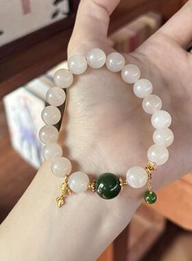 真品天然和田玉高冰碧玉手链