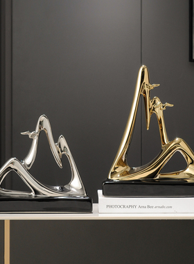 创意金山银山客厅办公室书房招财玄关酒柜装饰品摆件乔迁轻奢高档