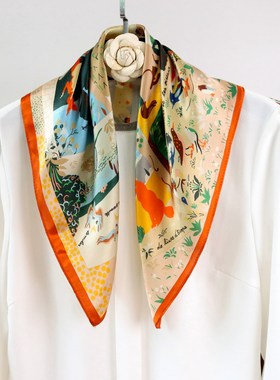 53cm治愈童话风桑蚕丝小方巾素缎