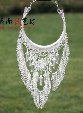 新款德宏傣族景颇族民族风苗银风铃项圈新品上市文艺演出饰品配饰