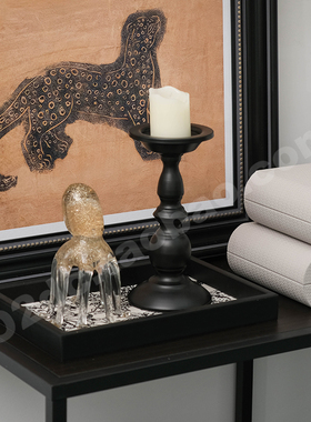 中古复古布艺香薰托盘样板间售楼处卧室衣帽间茶几装饰品摆件