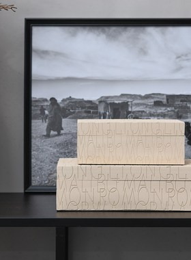 砂岩浮雕树脂收纳首饰盒轻奢卧室卫生间书柜样板间桌面装饰盒摆件