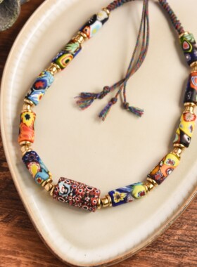 疏懒意何长，春风花草香。原创设计意大利威尼斯千花彩色琉璃项链