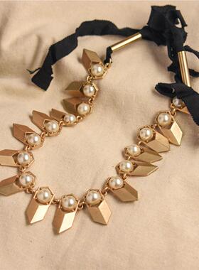 月黑见渔灯，孤光一点萤。欧美时尚项链饰品镶珍珠vintage孤品