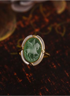 天然玛瑙卡梅奥戒指可调节