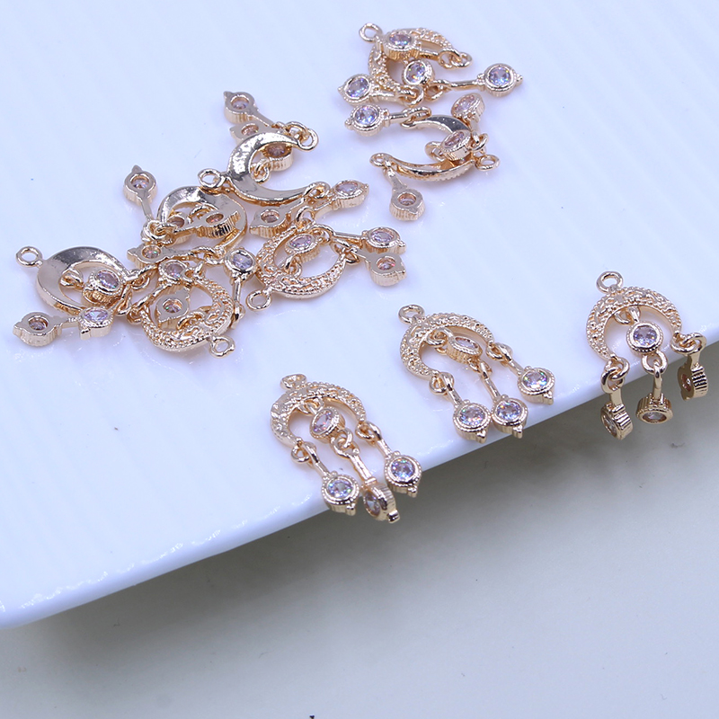 DIY耳环耳饰配件材料 锆石微镶三环吊坠挂件手工饰品流苏发簪璎珞 - 图0