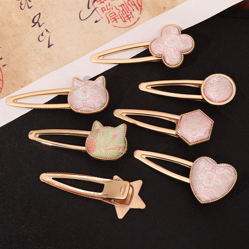 宋锦发夹手工diy材料包新中式头饰刘海夹胸针母亲节沙龙团建活动 - 图2