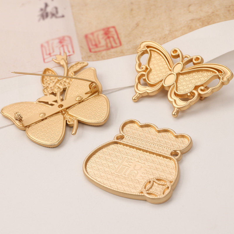 DIY宋锦胸针材料新款古风配饰高级胸针底胚带盖贴布吊坠饰品配件,淘宝优惠券,粉丝福利购,淘宝优惠卷