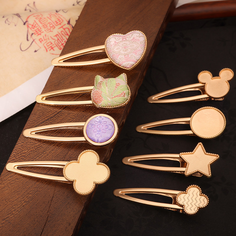 宋锦发夹手工diy材料包新中式头饰刘海夹胸针母亲节沙龙团建活动 - 图0