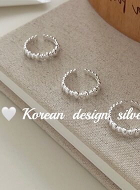 韩国东大门热门亮银饰品 S925纯银 椭圆不规则拼接素圈戒指高级款