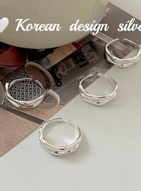 韩国ins个性极简冷淡风食指环 S925纯银竹节开口戒指小众百搭女款