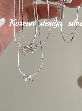 韩国ins风简约小众设计锁骨链 S925纯银锆石项链高级感气质