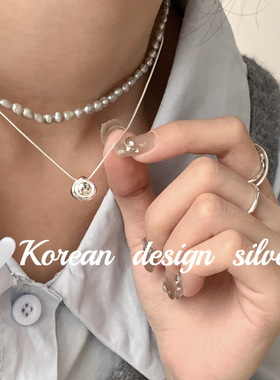 韩国东大门简约饰品S925纯银简约三角形凸面项链 小众高级感设计