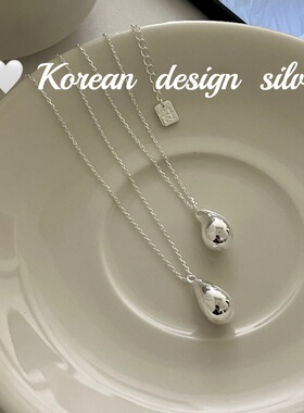 韩国ins风小众设计锁骨链 S925纯银简约立体水滴项链高级感重工款