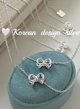 韩国ins气质小众设计 S925纯银 简约镂空蝴蝶结项链