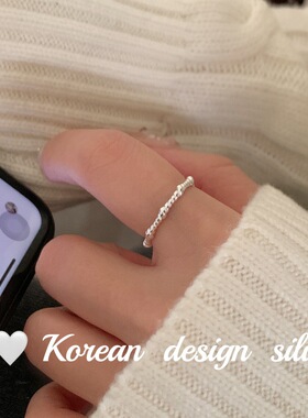 2025秋冬新款韩版素圈银饰品 S925纯银ins风麻花素圈戒指批发叠