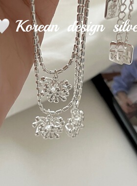 韩国ins网红博主同款 S925纯银小葡萄米粒项链叠带小众设计