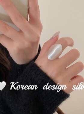 韩版ins风简约设计银饰 925纯银重工拉丝菱形戒指开口叠戴女个性