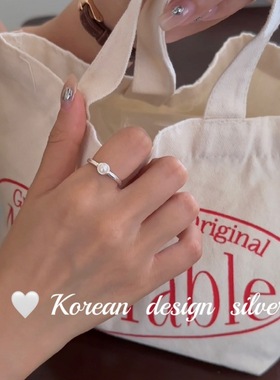 S925纯银珍珠戒指小众轻奢高级感开口可调节女食指戒开口戒素圈