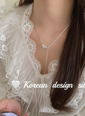 2o24款韩国ins风小众设计感饰品 S925纯银精巧简约爱心圆珠项链女