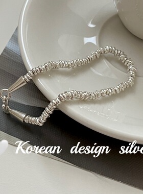 清迈素银复古手工饰品 S925纯银 碎银子手链简约气质百搭叠戴款