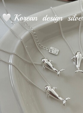 韩国博主同款小众高级感银饰品S925纯银简约可爱气质百搭海豚