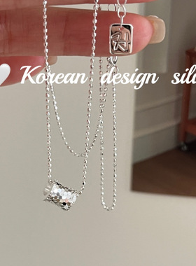 韩国高级感ins小众银饰  S925纯银 切面圆轮项链叠戴简约风项链女